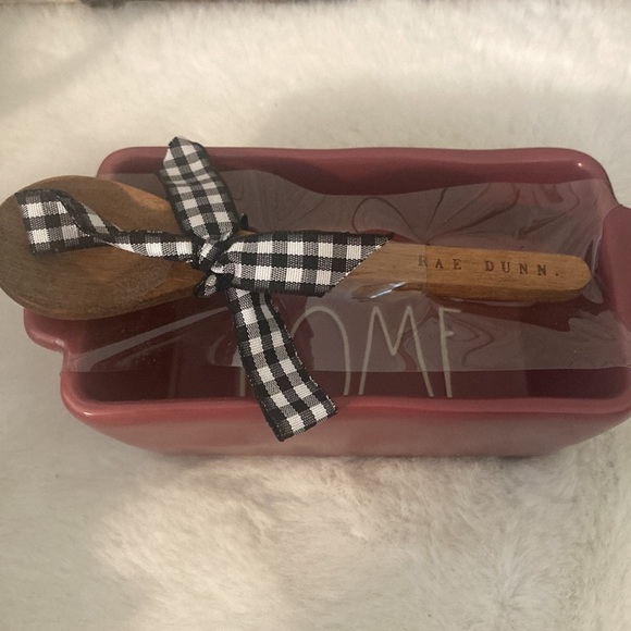 Rae Dunn Home Mini Loaf Dish/Pan with Wooden Spoon - Picture 3 of 7